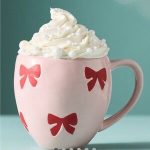 Anthropologie Vida Icon Stoneware Mug Bows New